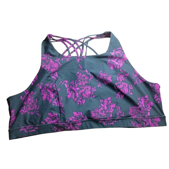 Torrid Active 6 Women 6x 30W Black Purple Floral Strappy Low Impact Sports Bra - Picture 1 of 4